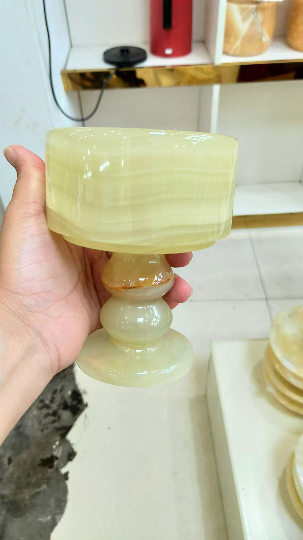 Candle Holder Crafted from Natural Jade
