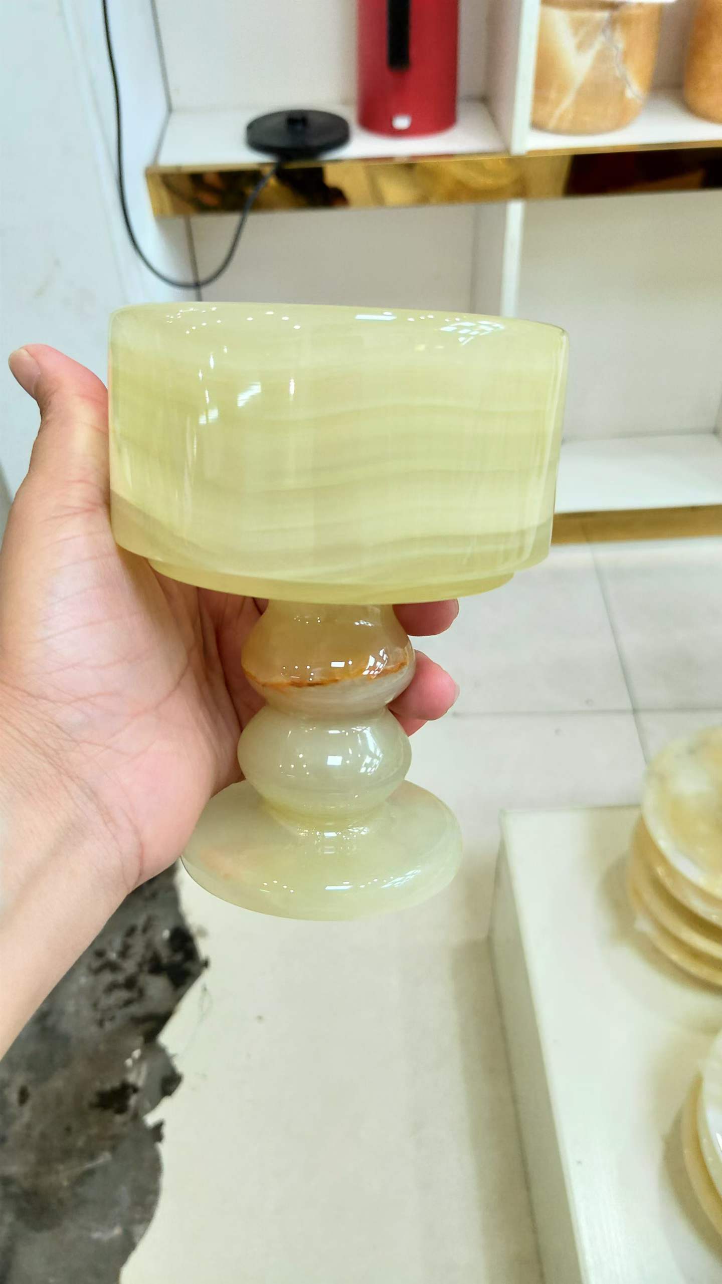 Candle Holder Crafted from Natural Jade