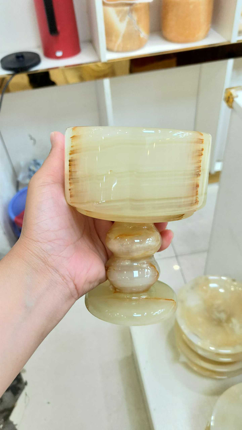 Candle Holder Crafted from Natural Jade