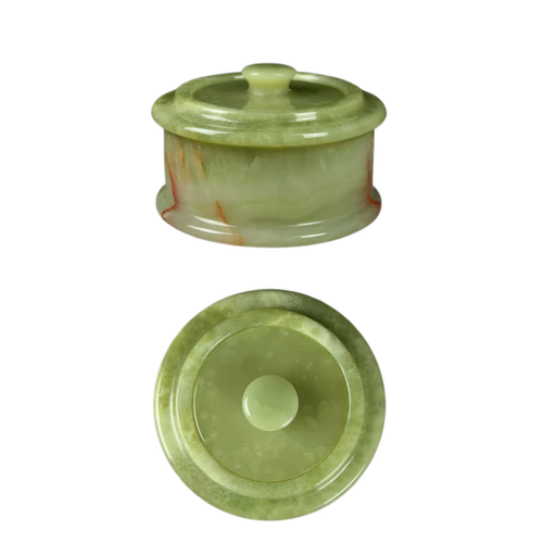 Green Onyx Stone Salt & Spice Jar with Lid - Luxury Kitchen Storage Container